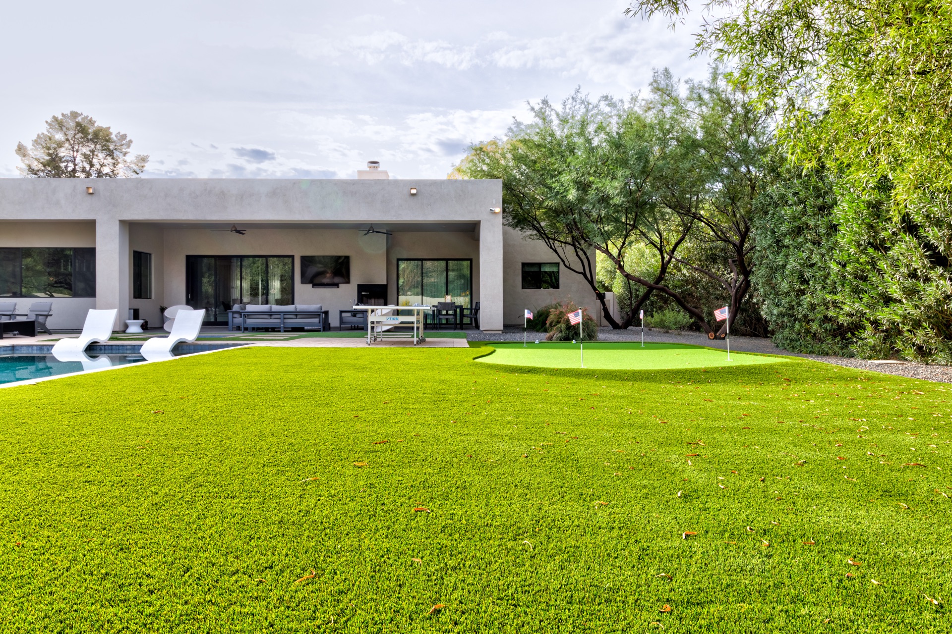 Artificial turf in Arizona backyard